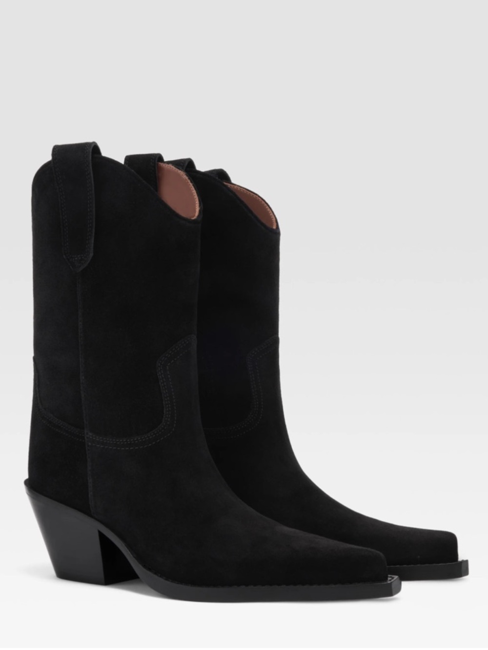 PARIS TEXAS DAKOTA MID CALF BOOT BLACK COWBOY BOOTS